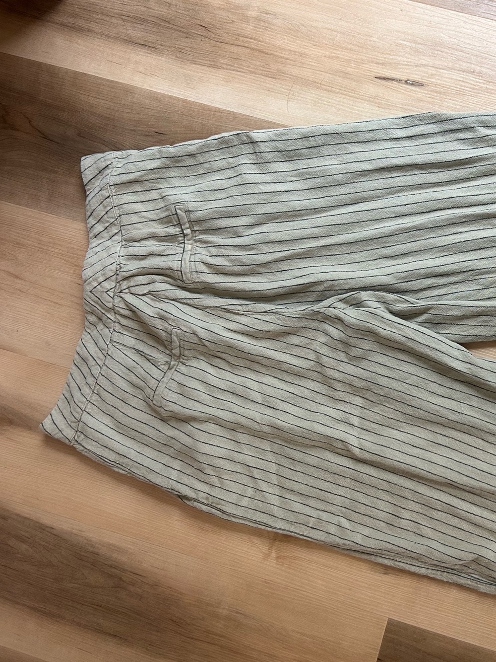 Mango Striped Linen Blend Top in Sage & Black - Picture 3 of 4